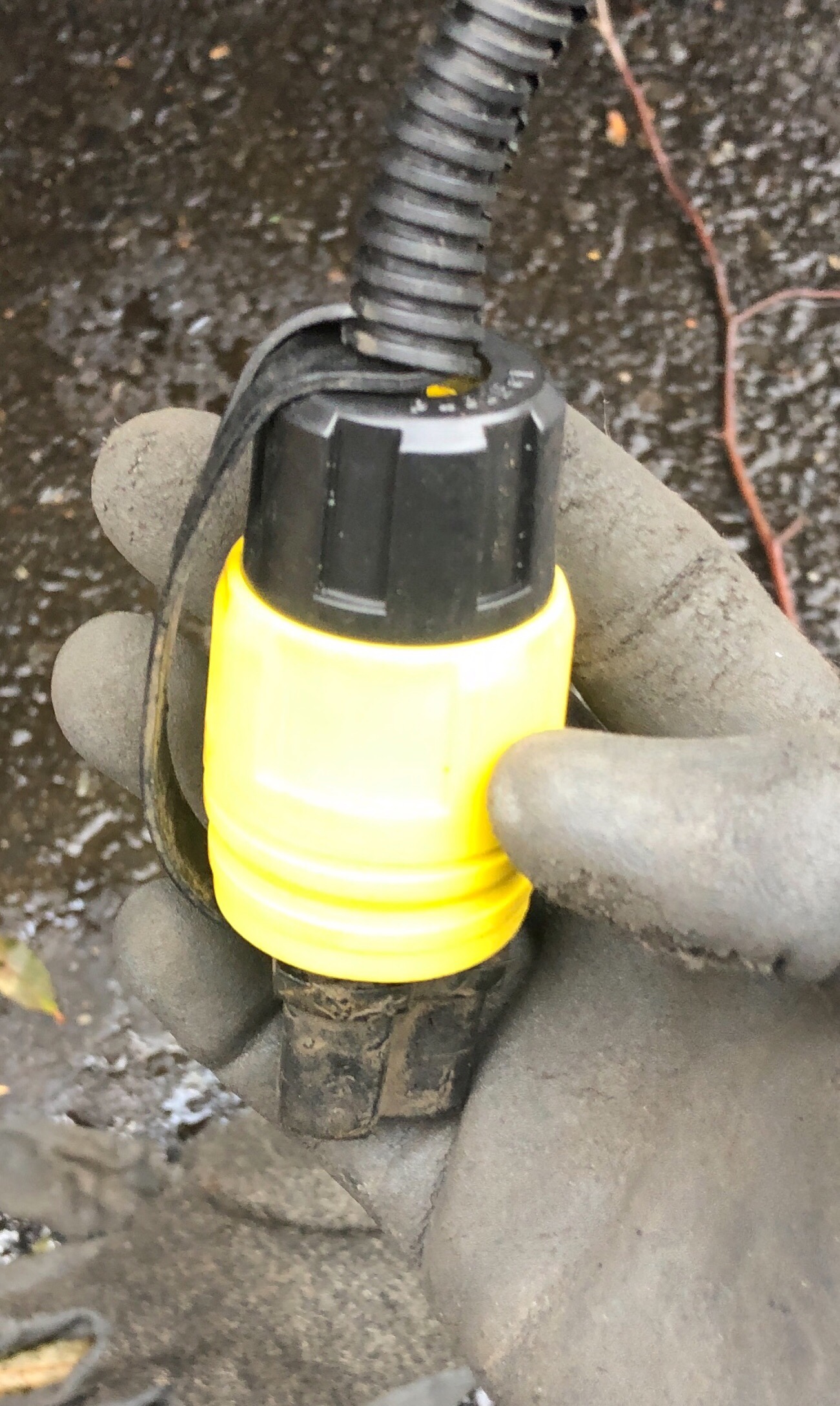 Replacement plug end installed 