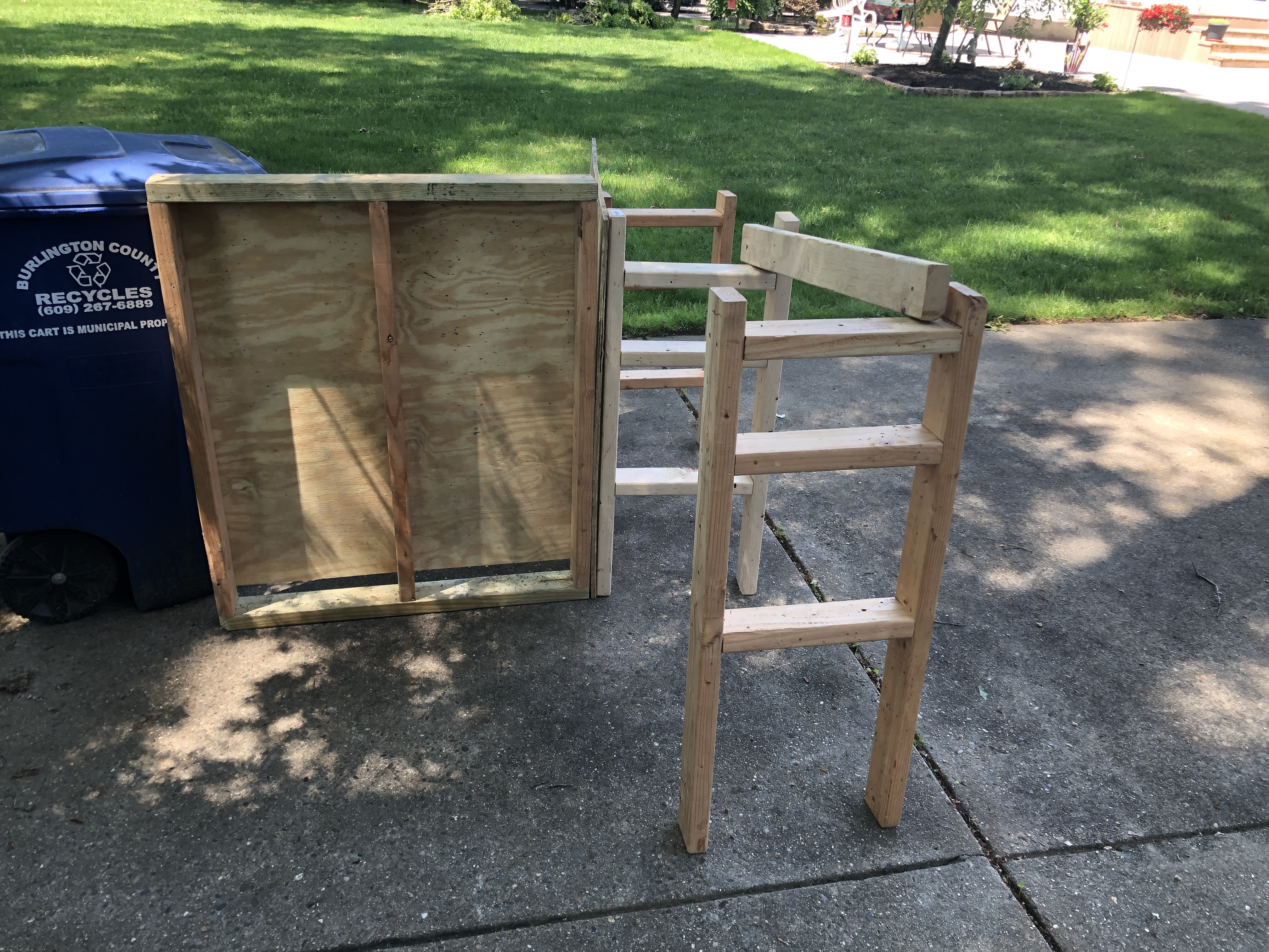 Bulkhead pieces laid out on driveway