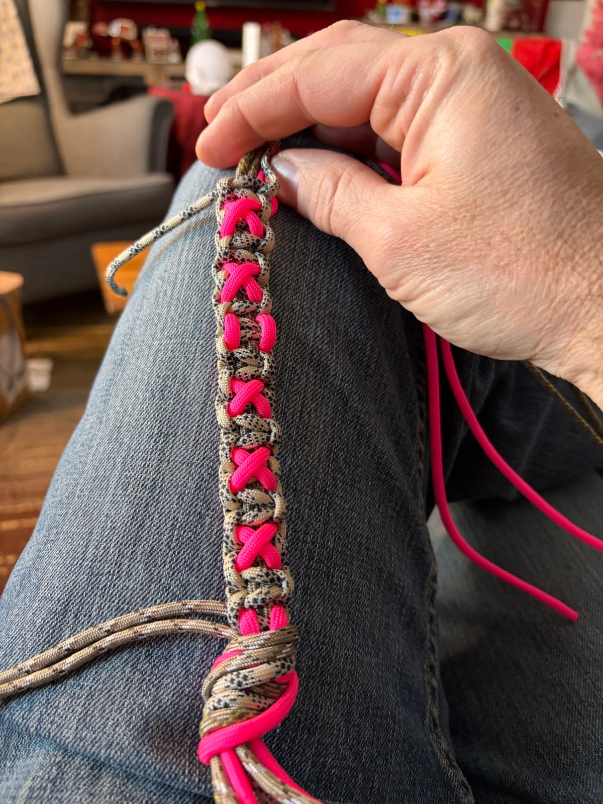 Embellishing the cobra stitch/ Solomon’s&nbsp;bar.